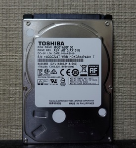 ■正常動作品・動作時間少■TOSHIBA製2.5inch AVコマンド対応HDD 1TB MQ01ABD100