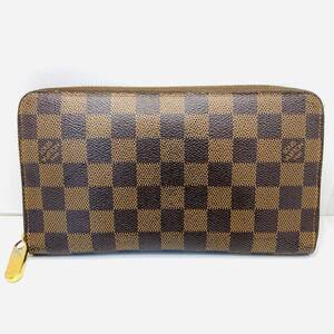 LOUIS VUITTON ダミエ ジッピーオーガナイザー N60003 ラウンドファスナー長財布 イニシャル入り