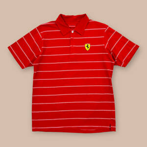 Ferrari フェラーリ ロゴ入り ワッペン付き オフィシャル 半袖 ポロシャツ サイズ S/M /赤/レッド