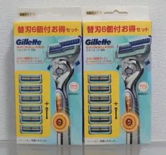 【2個】 Gillette スキンガード 電動タイプ 髭剃り 本体1 替刃6