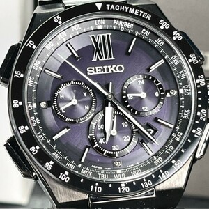 超美品 SEIKO BRIGHTZ セイコー ブライツ SAGA207 腕時計 電波ソーラー ブラック アナログ フライトエキスパート カレンダー クロノグラフ