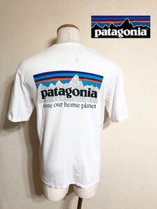 patagonia パタゴニア アウトドア ビッグロゴ オーガニック コットン クルーネック Tシャツ トップス サイズXS 半袖 白