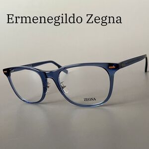 【1円スタート】 エルメネジルドゼニア メガネ ErmenegildoZegna ウェリントン クリア ブルー イタリア 度付き メンズ スタイリッシュ