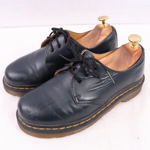 ドクターマーチン UK4/22.5cm-23.0cm/3ホール 1461W 紺 ネイビー レザー ブーツ dr.martens レディース 古着 中古 dm3941