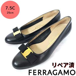 モデルサイズ☆良品フェラガモ【Ferragamo】ヴァラ パンプス 黒