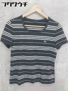 ◇ BURBERRY LONDON バーバリーロンドン ボーダー 半袖 Tシャツ カットソー サイズ2 ブラック レディース