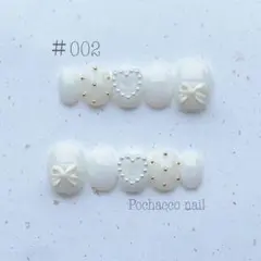 【№002】ネイルチップ ハンドメイド シンプル ホワイト かわいい