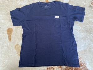 送料最安230円から ハリウッドランチマーケット BLUEBLUE 半袖Tシャツ M 紺 ネイビー ポケット / 古着 USED 中古 アメカジ HRM FRUIT LOOM