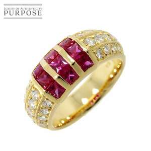 リング 10号 ルビー 1.27ct ダイヤ 0.61ct K18 YG イエローゴールド 750 指輪 Ruby Ring 90236216