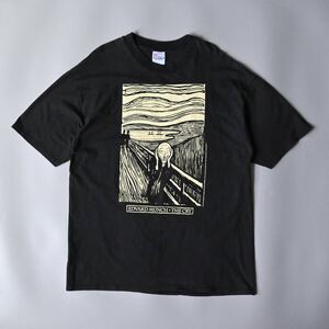 【1994 シカゴ美術館コピーライト ムンクの叫び 100%コットン クルーネックTシャツ XL メキシコ製】ビンテージEDVALD MUNCH Hanes BEEFY-T