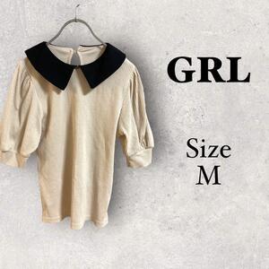 41492 GRL【M】バルーンスリーブカットソー　アイボリー　大人可愛い