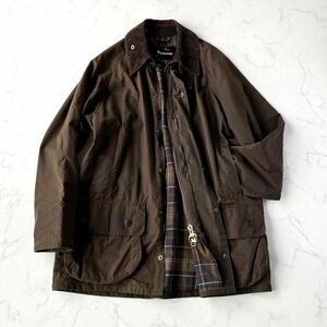 C762 英国製 Barbour バブアー CLASSIC BEAUFORT ビューフォート オイルド ジャケット コート 襟 コーデュロイ ブラウン 茶 C40 ＝L〜XL位