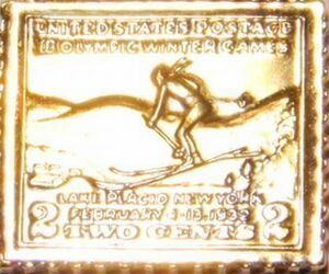 8 レークプラシッドオリンピック アメリカ 五輪 スキー 切手 コレクション 国際郵便 限定版 純金張り 24KT 純銀製 メダル コイン プレート