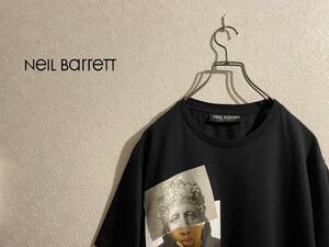 ◯ イタリア製 Neil Barrett ”RAP CULES 2” ハイブリッド プリント Tシャツ / ニールバレット カットソー ブラック 黒 M Mens #Sirchive