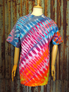 ビンテージ90’s●FRUIT OF THE LOOMコットンタイダイTシャツsize L●240415k1-m-tsh-td 1990sフルーツオブザルーム古着メンズ