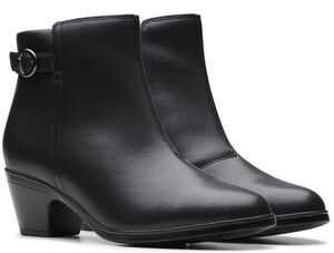 Clarks 26cm ジッパー ショート ブーツ ブラック レザー コンフォート ヒール オフィス スニーカー バレエ パンプス ローファー AAA296