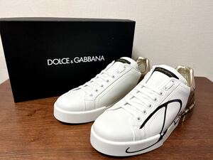 未使用箱付き DOLCE&GABBANA ポルトフィーノ スニーカー ホワイト×ゴールド サイズ43 (サイズ42〜44までの方着用可)