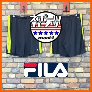 SP1-173★US規格・大きめ★グレー×蛍光イエロー★【FILA フィラ】ストレッチ ハーフパンツ【メンズ L】ショーツ ランニング ジム テニス