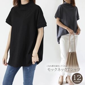 Tシャツ 半袖 クルーネック レディーストップス ゆったり シンプル 春夏 モックネック 普通（Ｍ） ストライプ（コーヒー）