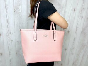 極美品 COACH コーチ トートバッグ ショルダーバッグ バッグ レザー ピンク A4収納可 72380Y