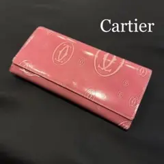 『Cartier』カルティエ ロゴエンボス柄エナメルロングウォレット