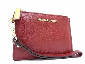 ■美品■ MICHAEL KORS マイケルコース レザー キーリング付き コインケース カードケース リストレット レディース レッド系 DF4650