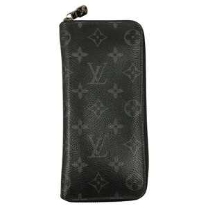 ## LOUIS VUITTON ルイヴィトン 長財布 モノグラム・エクリプスジッピーウォレット・ヴェルティカル M62295 ブラック 傷や汚れあり