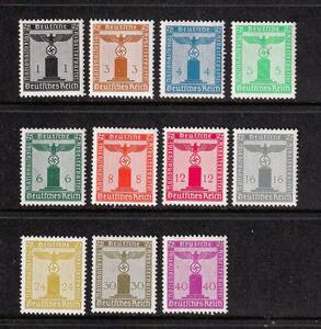 ★ドイツ・Franchies Stamps 1938年 11種完/透し有 Scott＃S1～S11