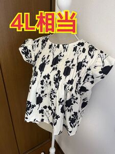 大きいサイズ4L相当　総柄ブラウス　ぽっちゃりサイズ