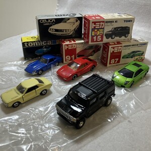 〇B007-O35-2924 tomica トミカ 箱付き 5個セット/セリカ 1600GT/フェアレディ 240ZG/フェラーリ/ランボルギーニ/ハマー H2 まとめ