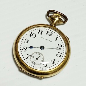 稼働品 WALTHAM 18K 無垢 懐中時計 ウォルサム 時計 アンティーク 希少 店舗保管品 現状品