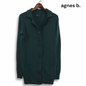 フランス製★ agnes b. アニエスベー 通年 ロング コットン ニット カーディガン Sz.2　レディース　K4T01301_8#O