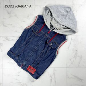Dolce & Gabbana ドルチェ&ガッバーナ デニムドッキングジップベスト トップス レディース グレー インディゴ 赤 サイズS*NC882