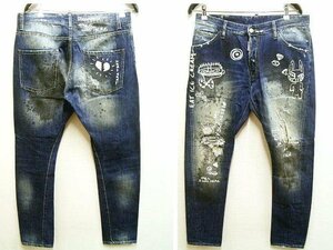 ◇即決[50]DSQUARED2 15SS CLASSIC KENNY TWIST JEAN グラフィティ ペイント加工 落書き クラシック S71LA0903 スリム デニム パンツ■1342