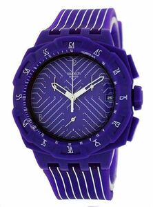 [ケース割れ] SWATCH スウォッチ 腕時計 SUIV401 クロノ PLASTIC PURPLE RUN