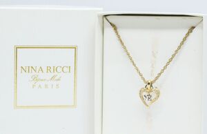 ニナリッチ 箱入 ハート ネックレス ゴールドカラー ストーン NINA RICCI