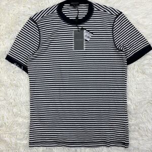 『新品タグ付き』イタリア製 GIORGIO ARMANI ジョルジオ アルマーニ 半袖ニット Tシャツ ボーダー 46（M程度）国内正規品