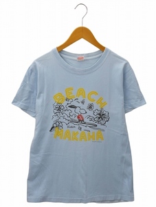 SUN SURF×PEANUTS サンサーフ×ピーナッツ クルーネック スヌーピー プリント 半袖 Tシャツ カットソー M SAX BLUE(サックスブルー)