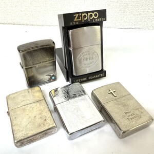 F838▲■ Zippo ジッポ オイルライター 5点セット Crescent moon 三日月 meiji 明治大学 Cross クロス etc