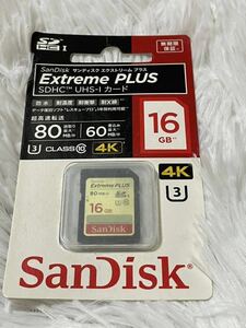 新品未開封　SanDisk Extreme PLUS SDHCカード UHS-I Class10 16GBSDカード サンディスク CLASS