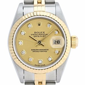 ロレックス ROLEX デイトジャスト 10Pダイヤ 79173G 腕時計 SS YG ダイヤモンド 自動巻き シャンパンゴールド レディース 【中古】