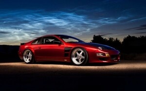 日産 フェアレディーZ 300ZX Z32型 ダットサン 絵画風 壁紙ポスター 特大ワイド版921×576mm（はがせるシール式）001W1