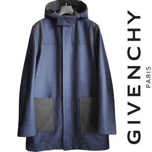 正規品 名作 ジバンシー GIVENCHY ウールメルトン カシミアウールメルトン フーデッドコート ジャケット ライダースブルゾン ジバンシィ