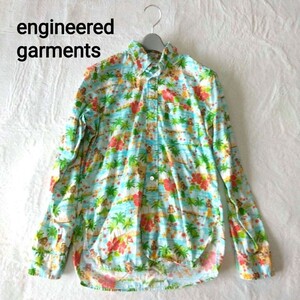 【美品】 Engineered Garments 19th SHIRT ボタンダウン フラガール アロハ ハワイ エンジニアードガーメンツ BD シャツ パームツリー
