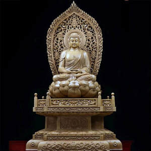 【天然沈香木彫】大きな仏像◆大日如来仏像◆ 高さ:90cm 仏教美術 木の雕刻品 沈香 木彫り仏像 職人手作り jp1504