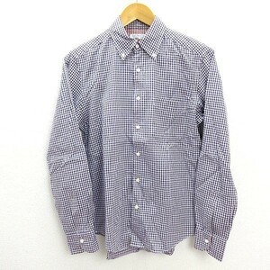 □ ユナイテッドアローズ/UNITED ARROWS GLRギンガムチェック長袖BDシャツ■白/紫【S】MENS