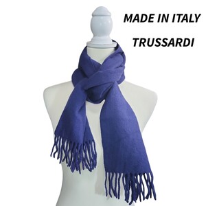 イタリア製 TRUSSARDI マフラー 材質表記なし おそらくウール100% ネイビー 68298