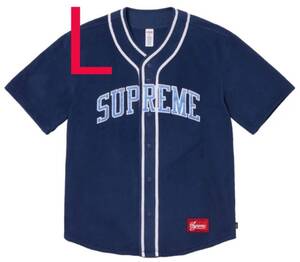 即発送24FW Supreme Polartec Baseball Jersey Navy L シュプリーム ポーラテック ベースボール ジャージ フリース シャツ ネイビー メンズ