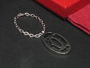 ■新品同様■ Cartier カルティエ 2Cロゴ チャーム キーホルダー キーリング アクセサリー メンズ レディース シルバー系 AQ1326