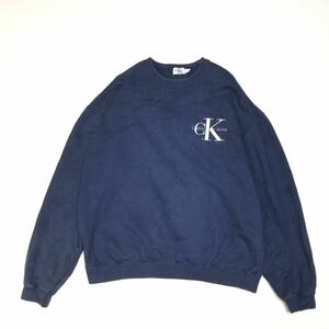 33-3 Calvin Klein Jeans USA製 ヴィンテージ カルバンクライン ロゴ スウェットトレーナー L ネイビー